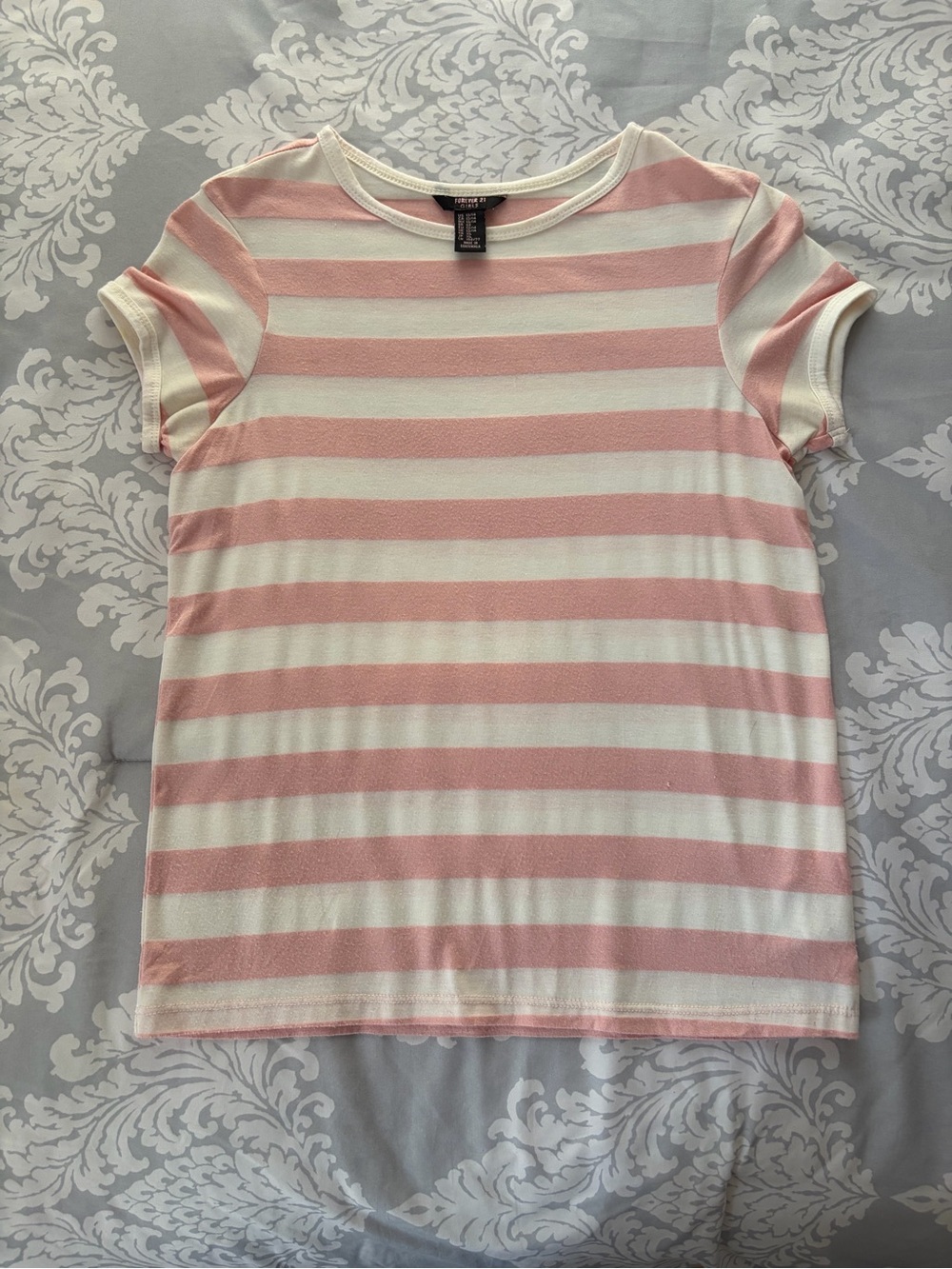 Forever 21 Pink and White Striped Tee